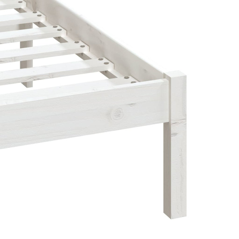 Bed Frame Solid Wood, White, Double (4'6)