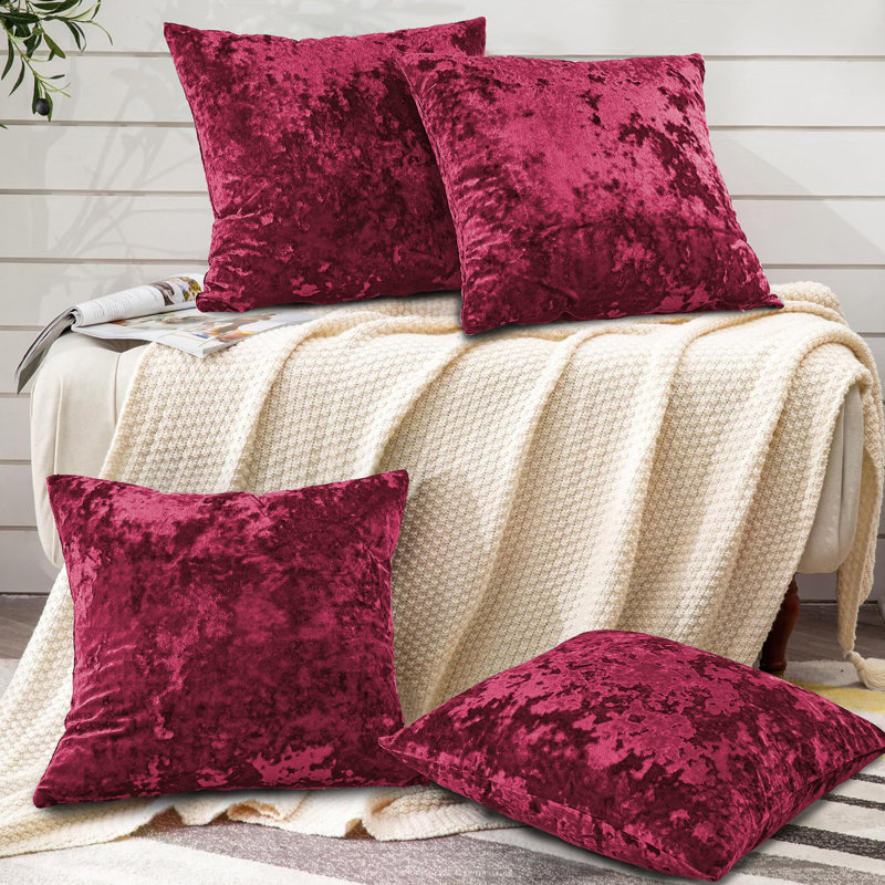 Housses de coussin en velours écrasé, Grenat