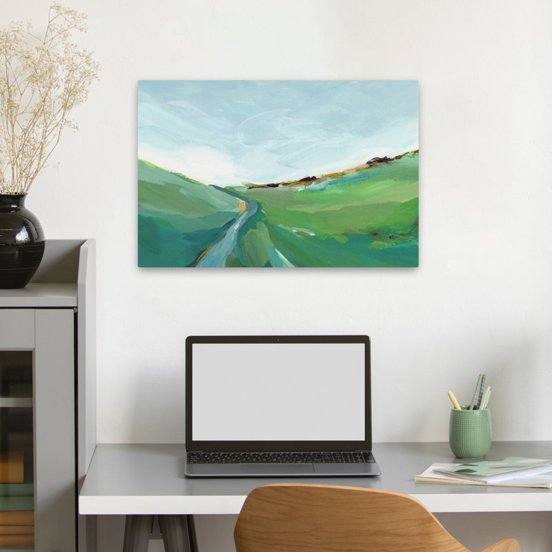 Emerald Hills, paysage, nature abstraite, painterly Hill, art contemporain, H 24 po x l 16 po