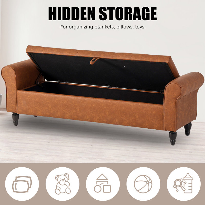 Faux Leather Upholstered Storage Bench