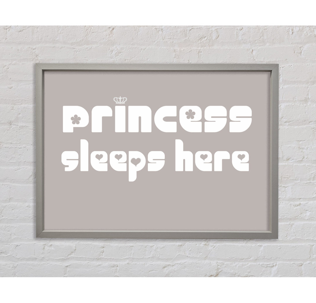 Princess Sleeps 2 Beige - Einzelner Bilderrahmen Typografie auf Leinwand