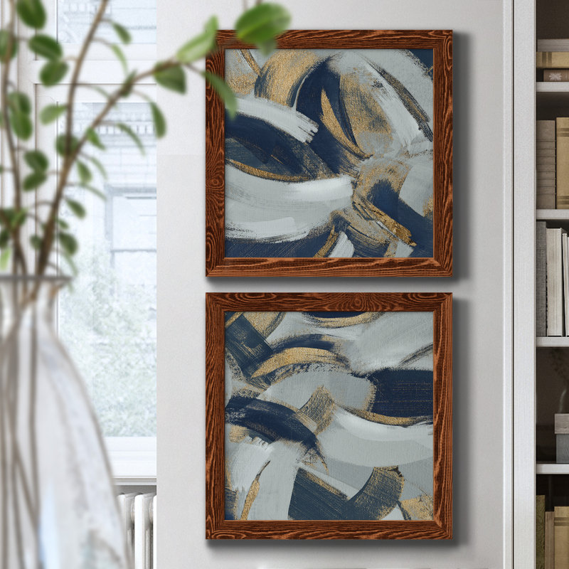 Rustic and Bitterweet I - Ensemble de 2 peintures sur toile encadrées, Encadré de bois de noyer, H 17 po x l 34 po x P 1,5 po