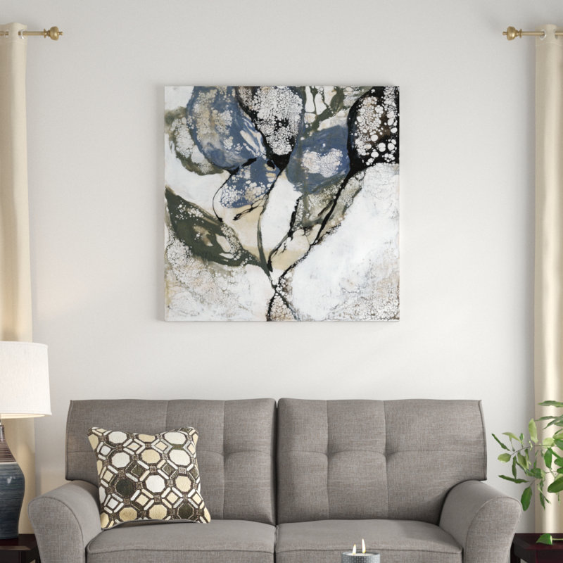 "Crackled Stems II", peinture sur toile tendue, H 36 po x l 36 po