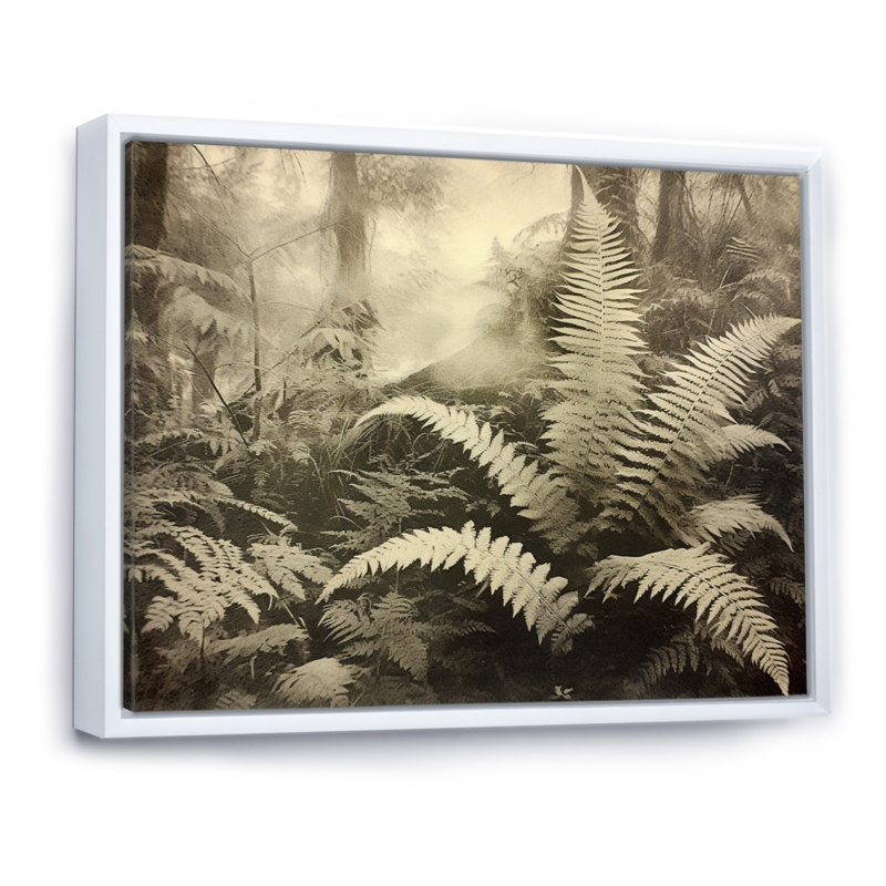 Green Fern Scenery V sur toile, Cadre flottant blanc, H 16 po x l 32 po x P 1,5 po