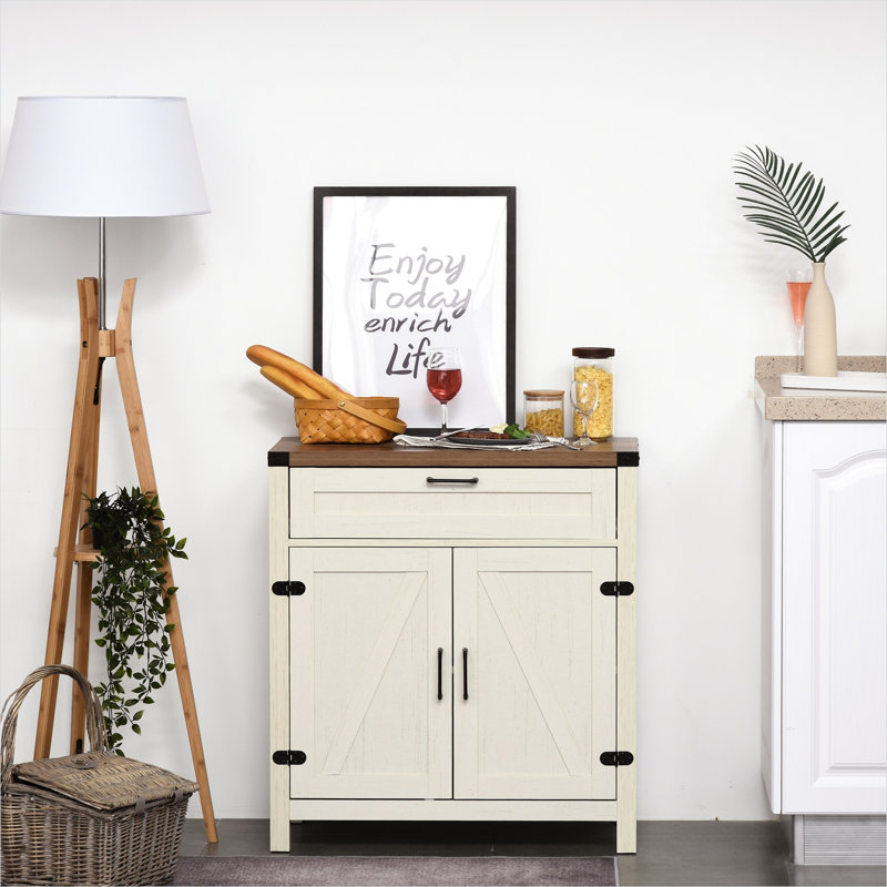 Buffet Farmhouse, armoire de cuisine rustique à 2 portes de grange, armoire d'appoint avec rangement pour le salon