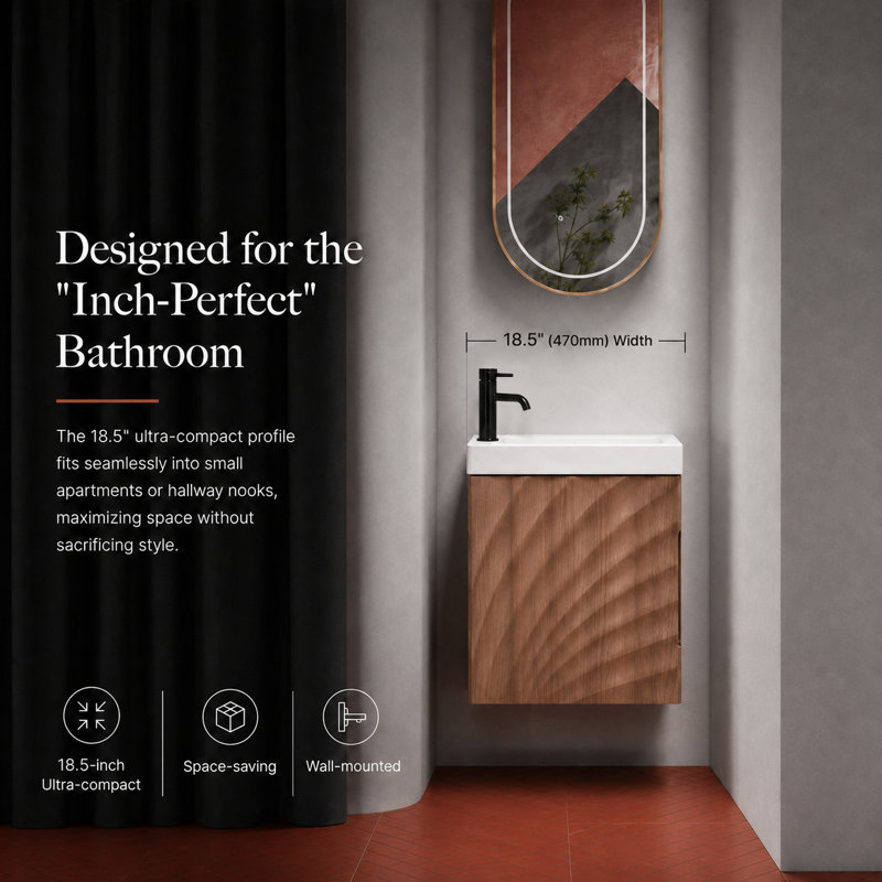 Meuble-lavabo flottant 18,5 po Ripple, Noyer