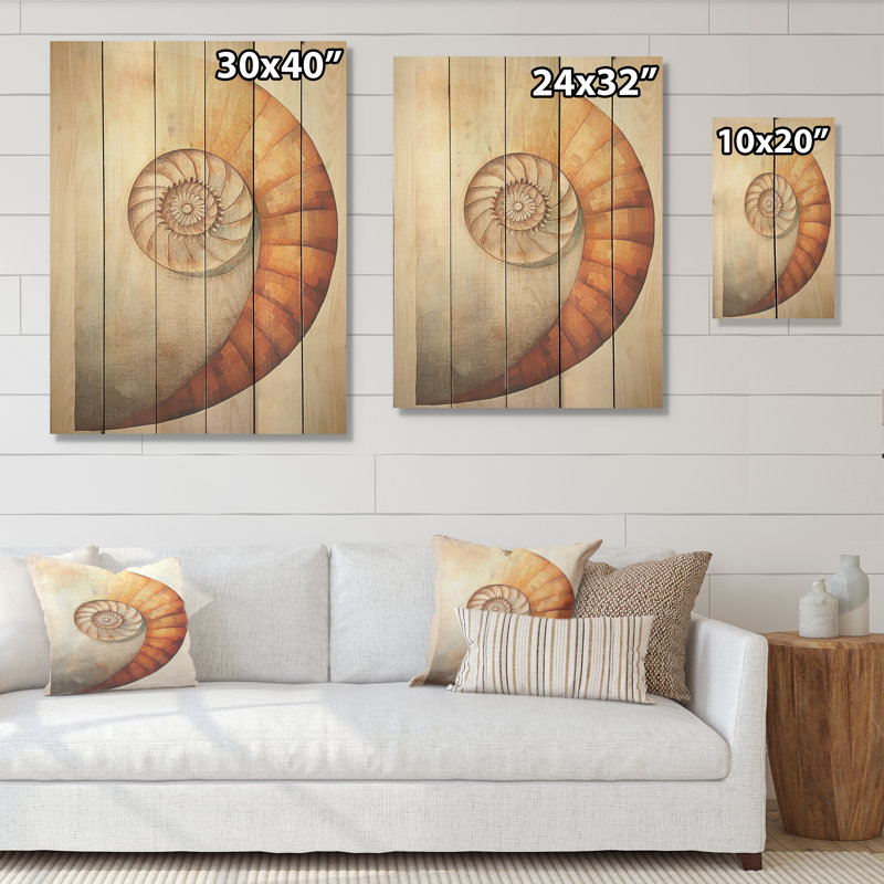 Cuivre cuivré spirales Nautilus - Nautilus, art sur bois de pin naturel, H 20 po x l 10 po