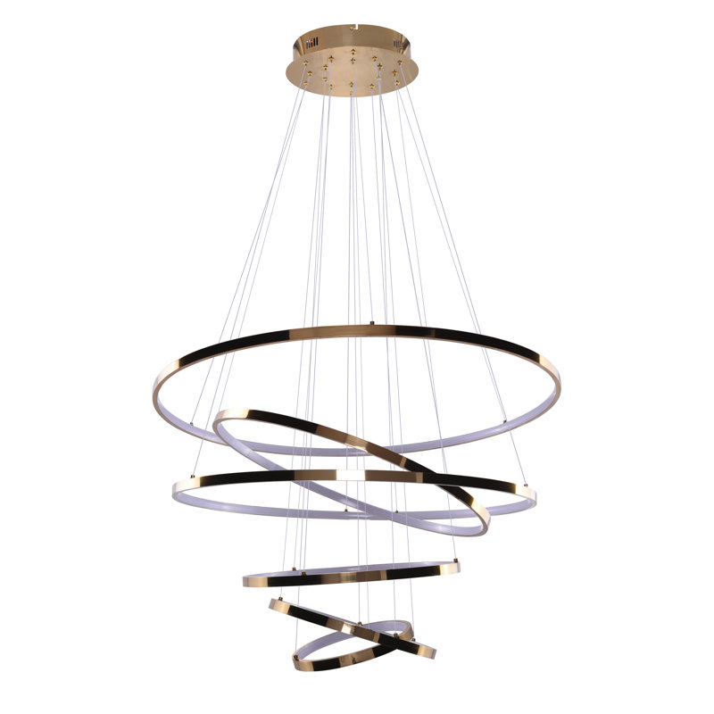 6 - Light LED Geometric Pendant, Gold