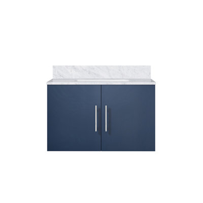 Navy Blue Bath Vanity 30 In. W X 22 In. D, With Carrara Marble Top
