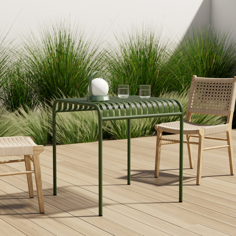 Abra 28" W x 28" D Square Steel Outdoor Dining Table, Green