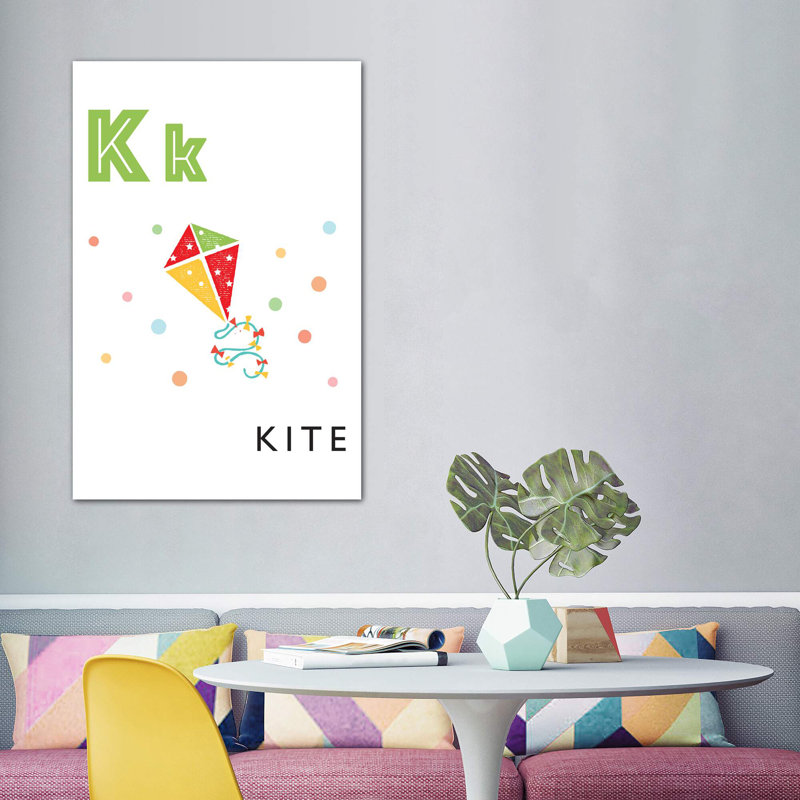 Alphabet Flash Cardes K - impression d'art graphique, H 60 po x l 40po x P 1,5 po, Toile tendue, Pas de tapis