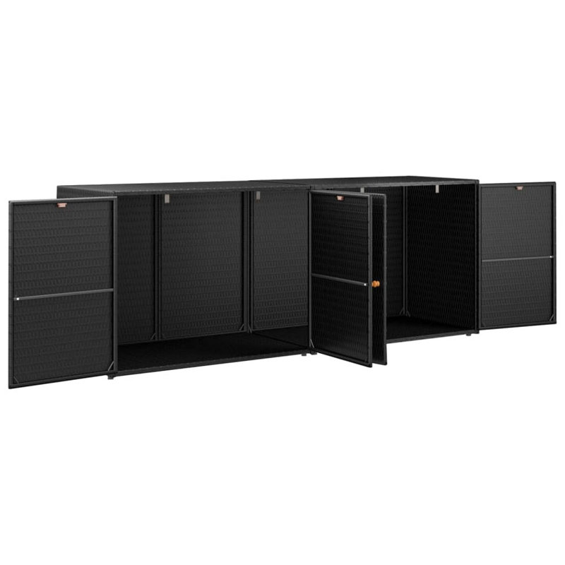 Elix Outdoor Storage Cabinet Chest, 78 Inch Wide Black Rattan, Brown