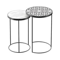 Nesting Table White Top/Black Metal Legs 24Wx36Lx30H