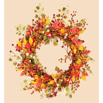 18" Artificial Fall Berry Wreath with Foliage