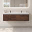 72" Modern Wall-Mounted Double Bathroom Vanity with Dark Walnut Finish, Nested Drawers and Integrated Glossy White Sink-557319106-557319107