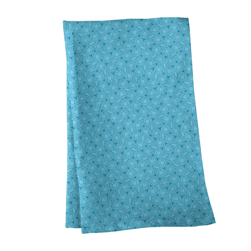 Serviette de thé hexagonale à treillis alternable Mcguigan, Bleu pâle, Sergé de coton