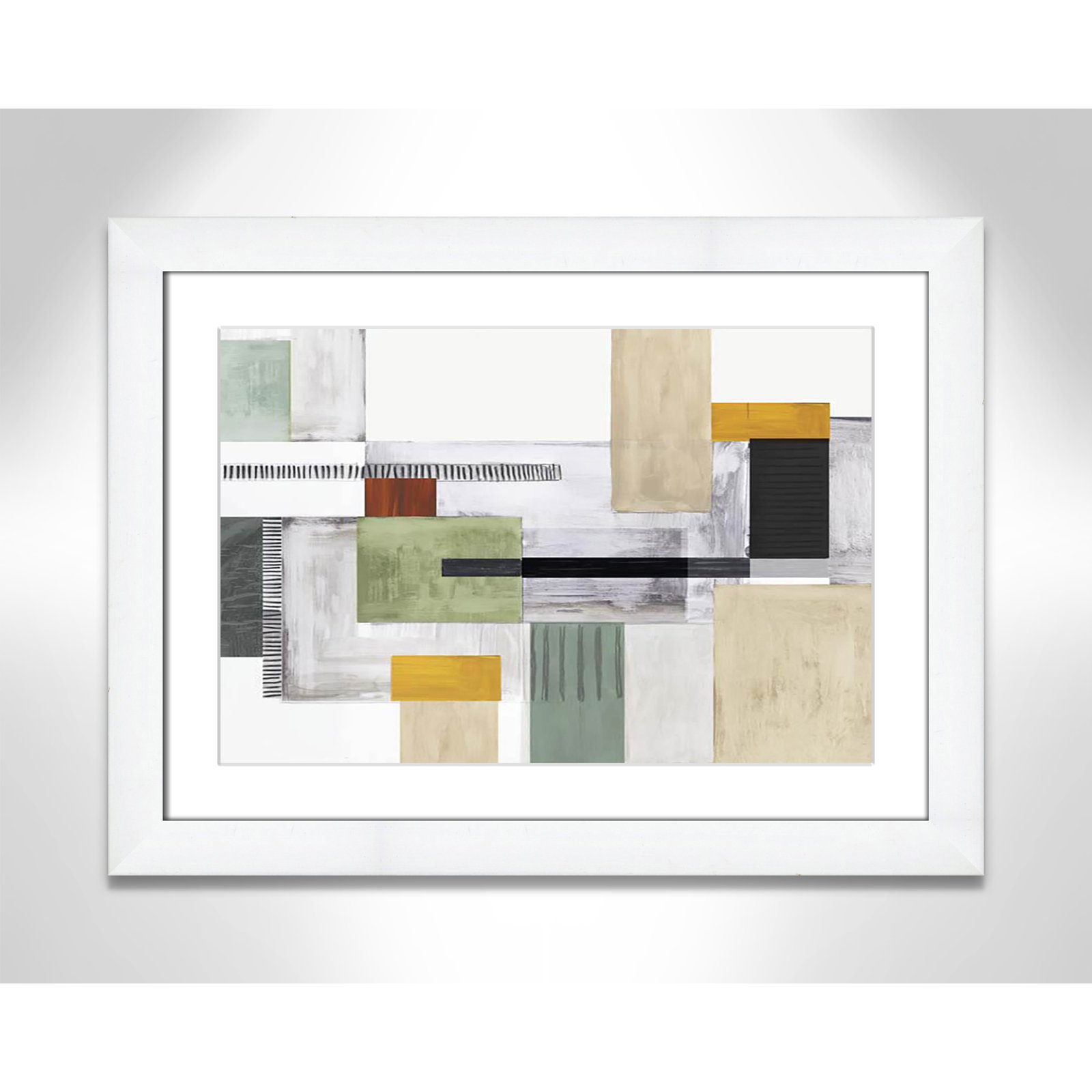 Playful Blocks Print by Tom Reeves, 18.5" H x 24.5" W x 1.25" D, White Cube Picture Framed, White