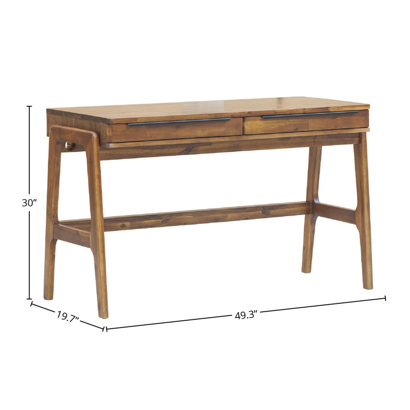 Sacario 49" Solid Acacia Wood Writing Desk with Drawers