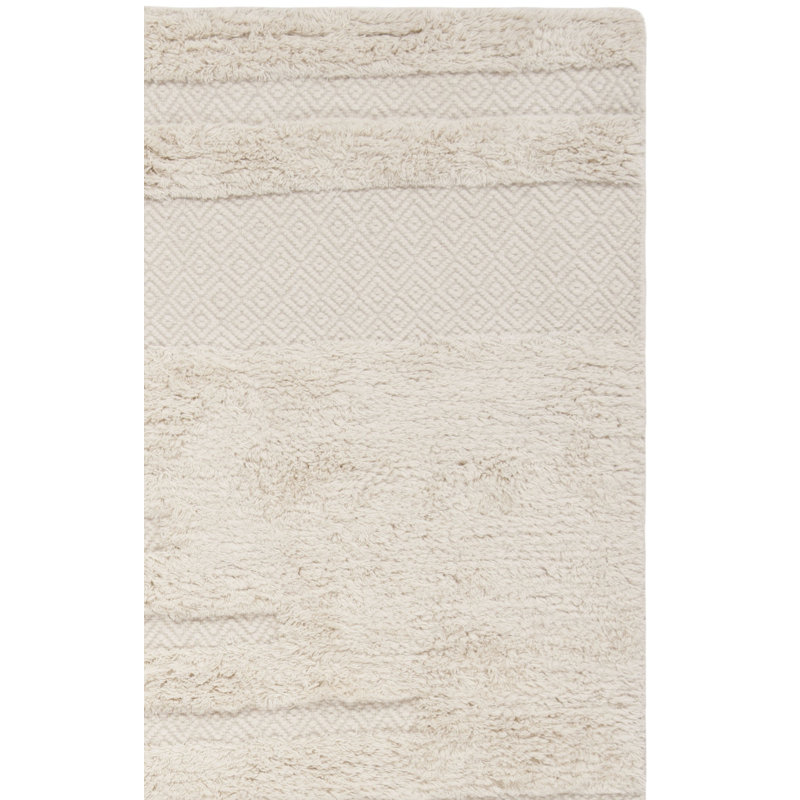 Inelda Hand Knotted Wool/Cotton Striped Rug in Ivory, Rectangle 6' x 9'
