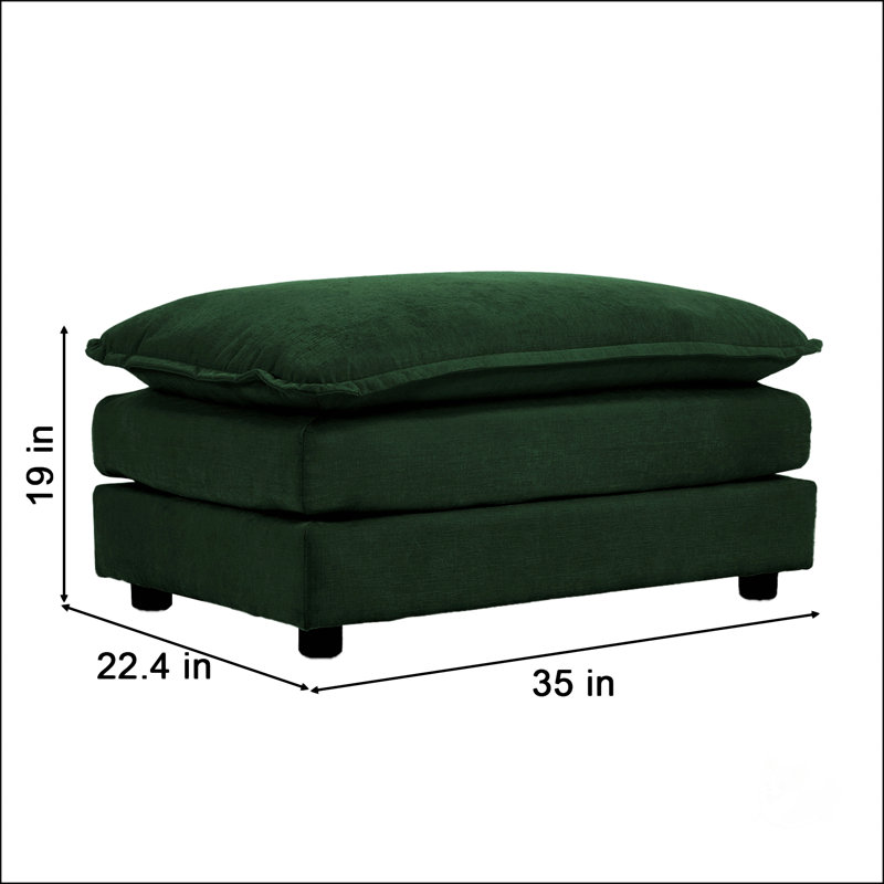 Repose-pieds en tissu chenille à combiner avec un canapé 2 places, Vert
