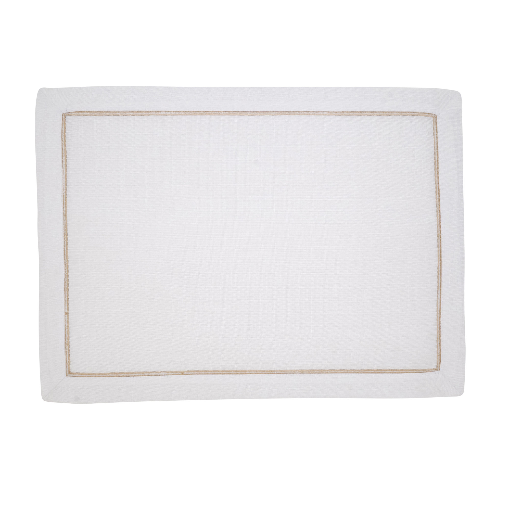 Embroidered Line Design Placemat (Set of 4), Cream