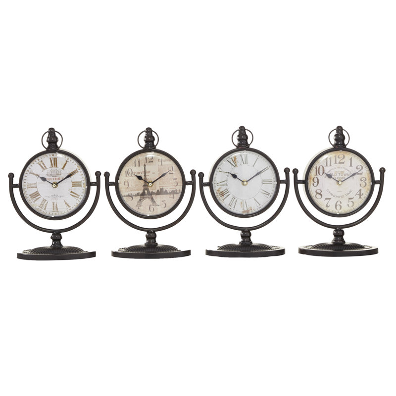 Rustic Analog Stainless Steel Quartz Movement / Crystal Tabletop Clock in Brown/White