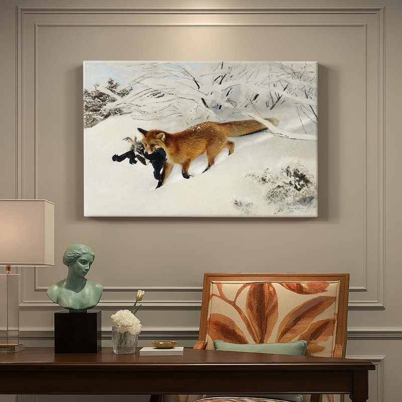 Fox with a Black Grouse-Bruno Liljefors-Gallery Wrapped Canvas-1899, 12x18
