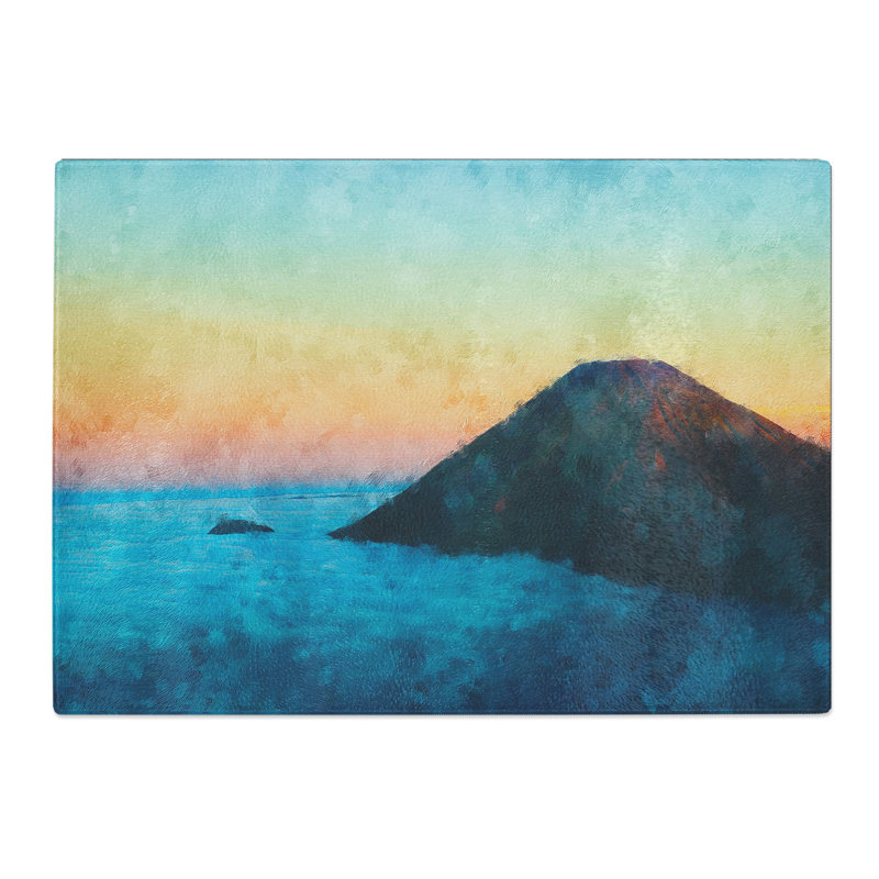 Tempered Glass Mount Sumbing in Indonesia Chopping Board, 28.5 cm x 39 cm