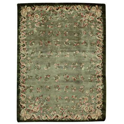 Aubusson Wool Floral Area Rug