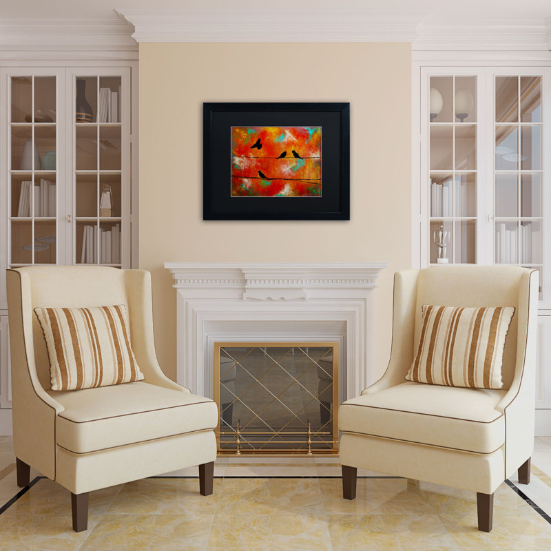 Symmetrical Black Framed Birds on Canvas Art Print