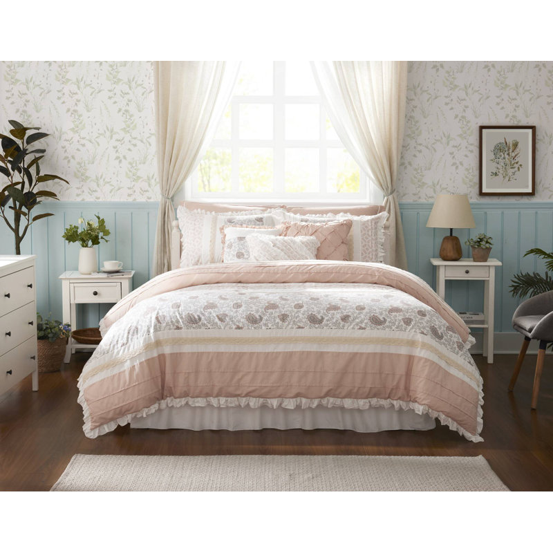 Blush Cotton King Reversible 9-Piece Comforter Set