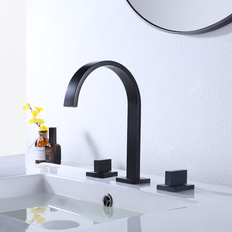 Robinet pour salle de bain à poignée double, Noir