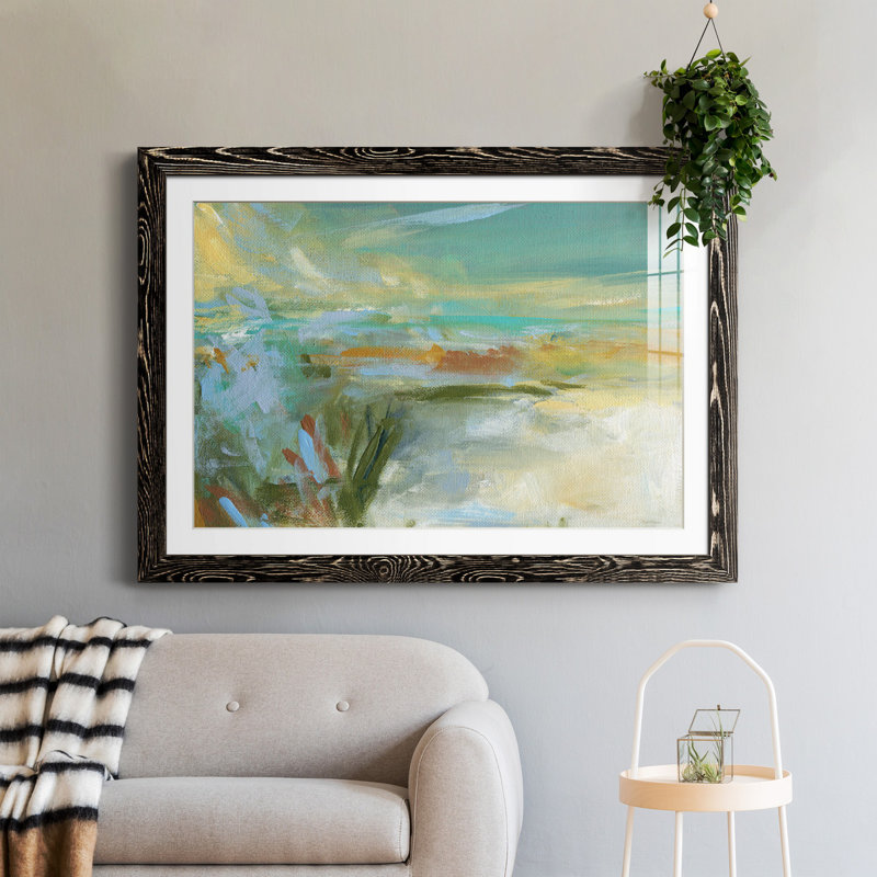 Plage de sable - peinture encadrée, H 37,5 po x l 27,5 po x P 1,5 po, Noir, Blanc