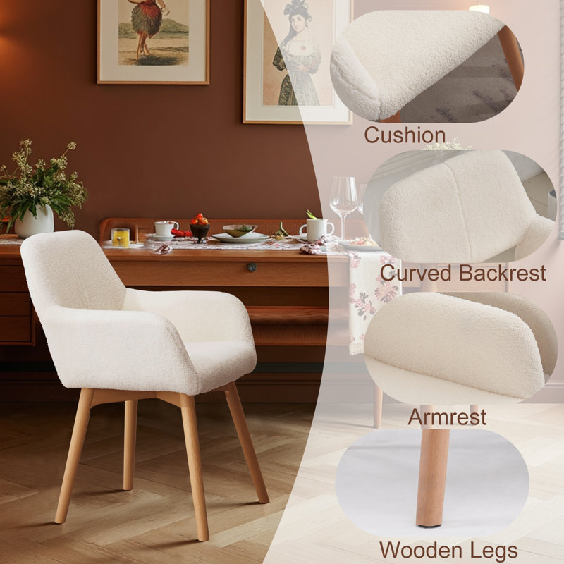 Chaise avec accoudoirs rembourrée Philodendron, Blanc