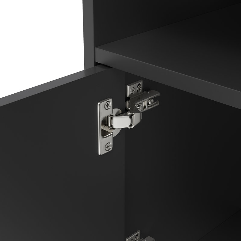 135×35×65cm TV Cabinet,RGB LED Top Plate with Glass Shelves,Stand for TVs up to 55", Black