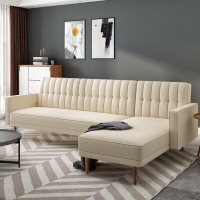 112"" Wide Reversible Sofa Bed & Chaise Sectional -  Latitude RunÂ®, A94BFA5DE3D04FF98B7FC56628A01C71