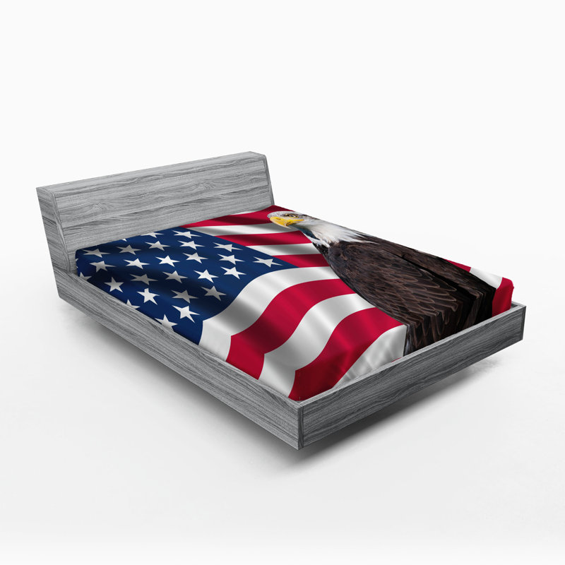 Multicolore ensemble de draps-housse Ambesonne Eagle Patriotic America, Drap-housse de taille très grand