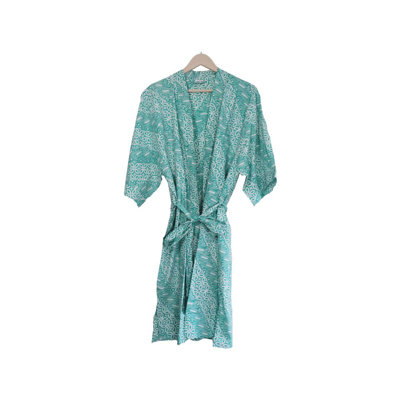 Cotton Twill Plain Weave / Muslin Girl / Woman+ Mid-Calf Bathrobe with Pockets
