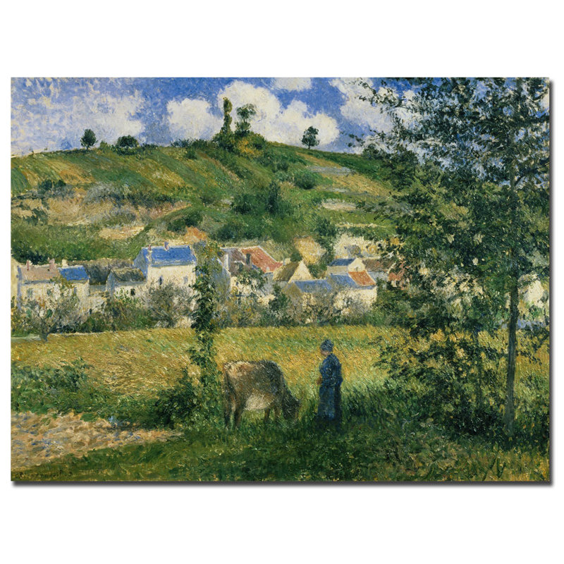 "Paysage à Chaponval, 1880" par Camille Pissarro, reproduction d'art sur toile, H 18 po x l 24 po x P 2 po