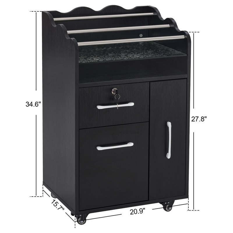 Rangement de maquillage avec tiroir et armoire, Noir