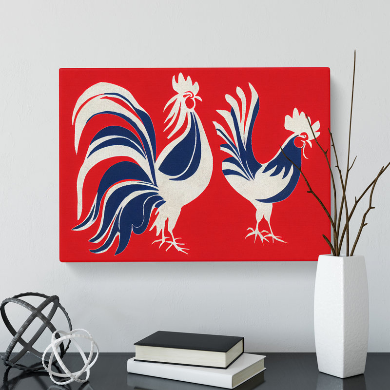 Modern Roosters Abstract - Wrapped Canvas, 40cm H x 60cm W x 3cm D