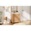 Meuble-lavabo de 30 po avec lavabo en céramique, armoire de salle de bain autoportante avec grain de bois naturel, pieds en bois d'hévéa massif, portes et tiroirs à fermeture en douceur, grand espace de rangement, bois naturel