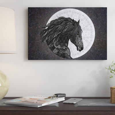 Cheval noir, impression sur toile tendue