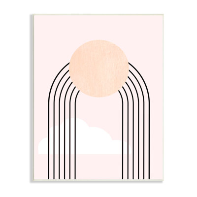 Art mural moderne surdimensionné arc-en-ciel arc-en-ciel rose par Daphne Polselli