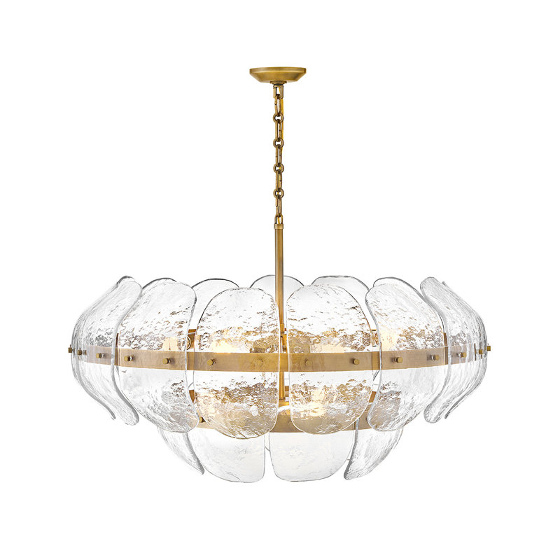 Lillia 9-Light Two-Tier Drum Chandelier w/ Clear Curved Handcrafted Glass