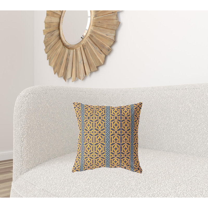 Coussin 18 po x 18 po Broadcloth, Brun / jaune