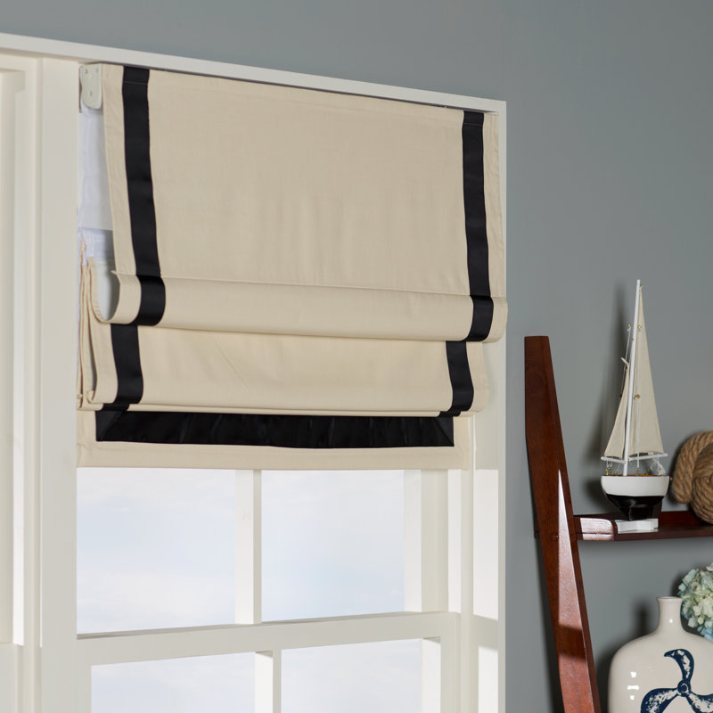 Blackout Roman Shade, Black/Natural, 63"L, 27"W
