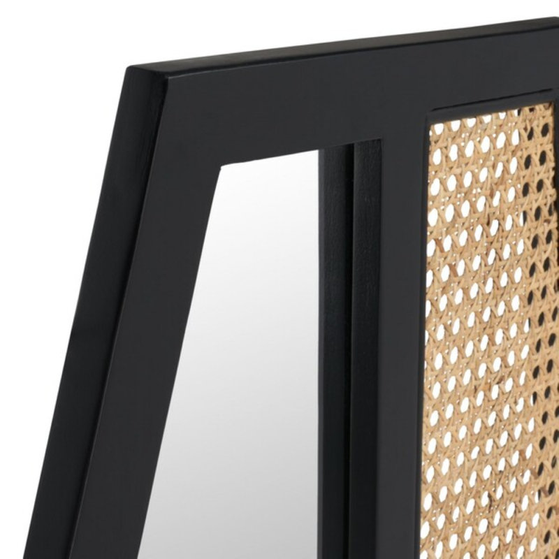Harvy Solid And Engineered Wood Asymmetrical Wall Mirror, Black