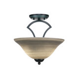 Zilo Semi-Flush 2-Bulbs Shown In Dark Granite Finish With 12" Cayenne Linen Glass