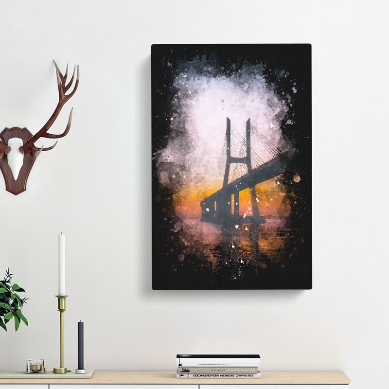 Vasco da Gama Bridge in Portugal Abstract - Wrapped Canvas, 60cm H x 40cm W x 3cm D